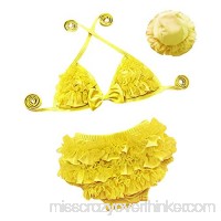 Shero Girls Swimwear 3 Pcs Lace Flower Bra+Bikinis+Hat Swimsuit 1-7 Years Yellow B01H1BYCNQ